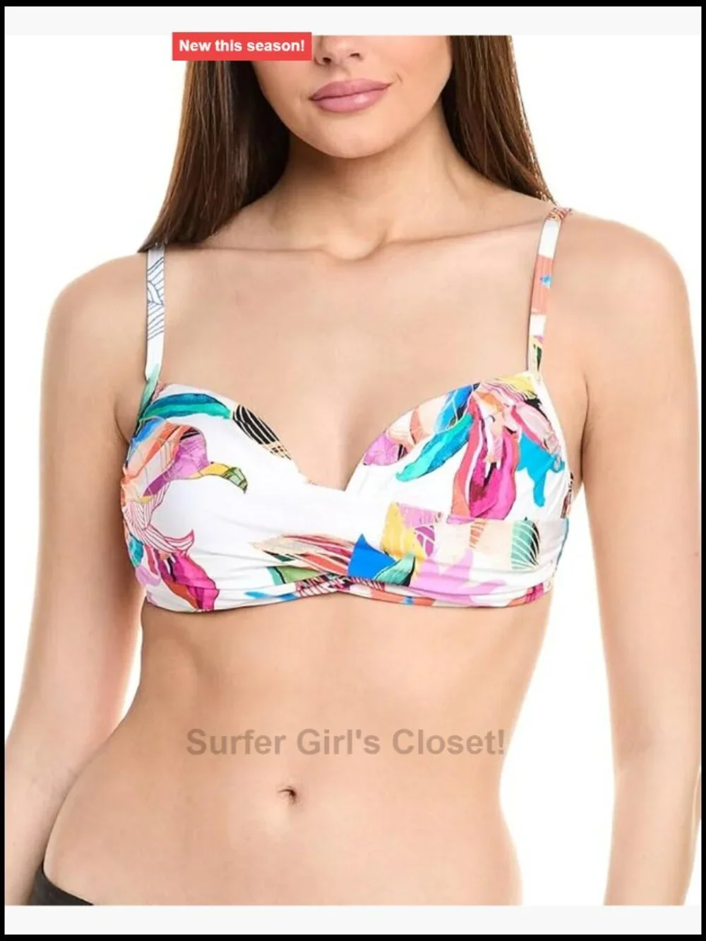 Over the Shoulder Wrap Bikini Swimsuit Top - Nylon/Spandex